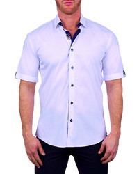 Maceoo Galileo Square White Short Sleeve Button Up Shirt