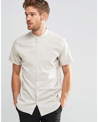 Selected Homme Short Sleeve Grandad Shirt In Slim Fit