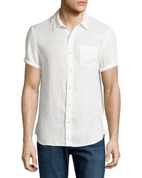 Jachs Ny Linen Short Sleeve Sport Shirt White