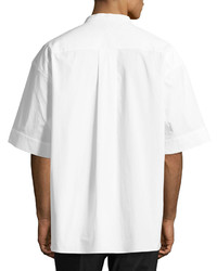 Juun.J Juun J Oversized Short Sleeve Band Collar Shirt White