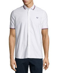 Fred Perry Knit Pique Button Front Shirt White
