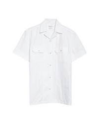 Brunello Cucinelli Leisure Fit Short Sleeve Snap Up Camp Shirt In White At Nordstrom