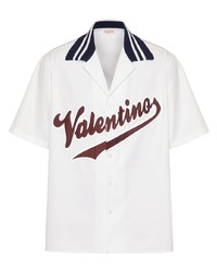 Valentino Logo Patch Cotton Bowling Shirt