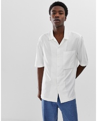 ASOS WHITE Loose Fit Shirt In White Textured Fabric