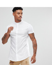 Siksilk Muscle Shirt In White With Jersey Sleeves