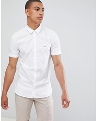BOSS Mypop Box Logo Short Sleeve Shirt In White