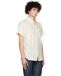 Naked & Famous Denim Off White Organic Cotton Short Sleeve Shirt