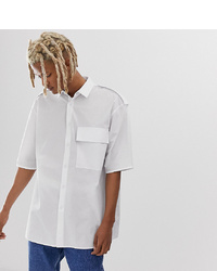 Noak Oversized Shirt In White Paper Touch Fabric