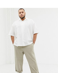 ASOS WHITE Plus Boxy Shirt In White Shadow Stripe