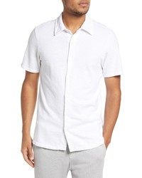 Cotton Citizen Presley Short Sleeve Knit Button Up Shirt In White At Nordstrom