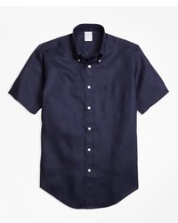 Brooks Brothers Regent Fit Irish Linen Short Sleeve Sport Shirt