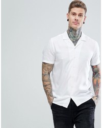 ASOS DESIGN Regular Fit Viscose Shirt With Revere Collar In White