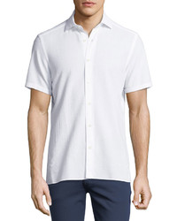 Ermenegildo Zegna Seersucker Cotton Short Sleeve Shirt