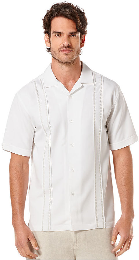 Cubavera Shirt Short Sleeve Geometric Embroidered Panel Shirt, $65 ...