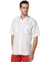 Cubavera Shirt Short Sleeve Linen Blend Two Chest Pocket Shirt