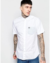 Fred Perry Shirt With Stripe Pocket And Back Short Sleeves In Slim Fit