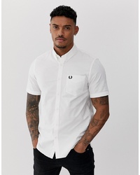 Fred Perry Short Sleeve Oxford Shirt In White