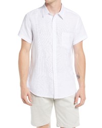 Vintage Summer Short Sleeve Slub Button Up Shirt