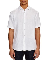 Report Collection Short Sleeve Stripe Linen Regular Fit Shirt
