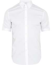 Alexander McQueen Short Sleeved Cotton Blend Poplin Shirt