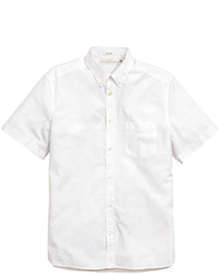 H&M Short Sleeved Cotton Shirt Light Bluetexture Woven