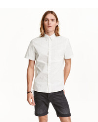 H&M Short Sleeved Cotton Shirt Whitedotted