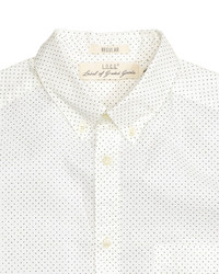H&M Short Sleeved Cotton Shirt Whitedotted