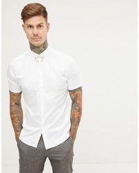 ASOS DESIGN Skinny Penny Collar Shirt With Chain Collar Detail