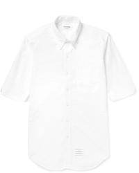 Thom Browne Slim Fit Button Down Collar Cotton Oxford Short Sleeve Shirt