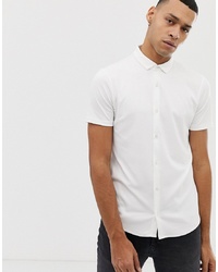 Emporio Armani Slim Fit Short Sleeve Shirt In White