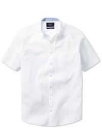 Charles Tyrwhitt Slim Fit White Short Sleeve Washed Oxford Shirt