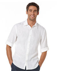 Perry Ellis Solid Long Sleeve Linen Shirt