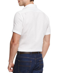 Ermenegildo Zegna Solid Short Sleeve Sport Shirt White
