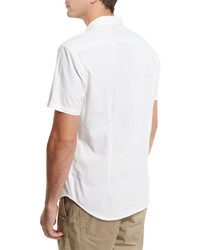 John Varvatos Star Usa Grid Stitch Short Sleeve Snap Shirt White