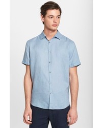 John Varvatos Star Usa Slim Fit Short Sleeve Linen Sport Shirt