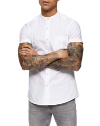 Topman Stretch Skinny Oxford Short Sleeve Button Up Shirt