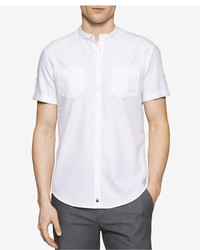 Calvin Klein Textured Band Collar Short Sleeve Shirt