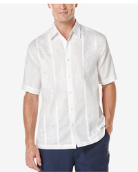 Cubavera Tonal Embroidered Panel Short Sleeve Shirt