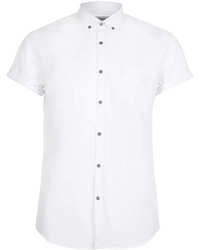 Topman White Button Down Short Sleeve Smart Shirt