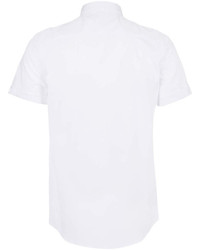 Topman White Mesh Panel Short Sleeve Smart Shirt