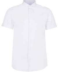 Topman White Mesh Panel Short Sleeve Smart Shirt