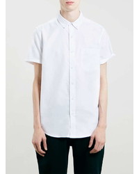 Topman White Short Sleeve Oxford Button Down Collar Shirt