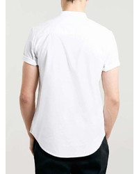 Topman White Short Sleeve Stand Collar Oxford Shirt