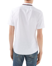 Gucci Twill Short Sleeve Duke Shirt With Pique Collar