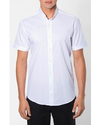 7 Diamonds Uptown Funk Trim Fit Short Sleeve Stretch Woven Shirt With Band Collar