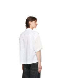 Fumito Ganryu White Open Collar Combination Shirt