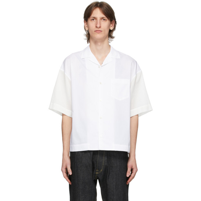 Fumito Ganryu White Open Collar Combination Shirt, $440 | SSENSE ...