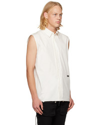 C2h4 White Raw Edge Sleeveless Shirt