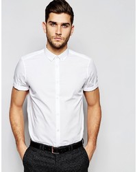 Asos White Shirt With Button Down Collar In Regular Fit With Short Sleeves