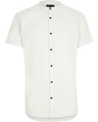 River Island White Short Sleeve Grandad Slim Shirt